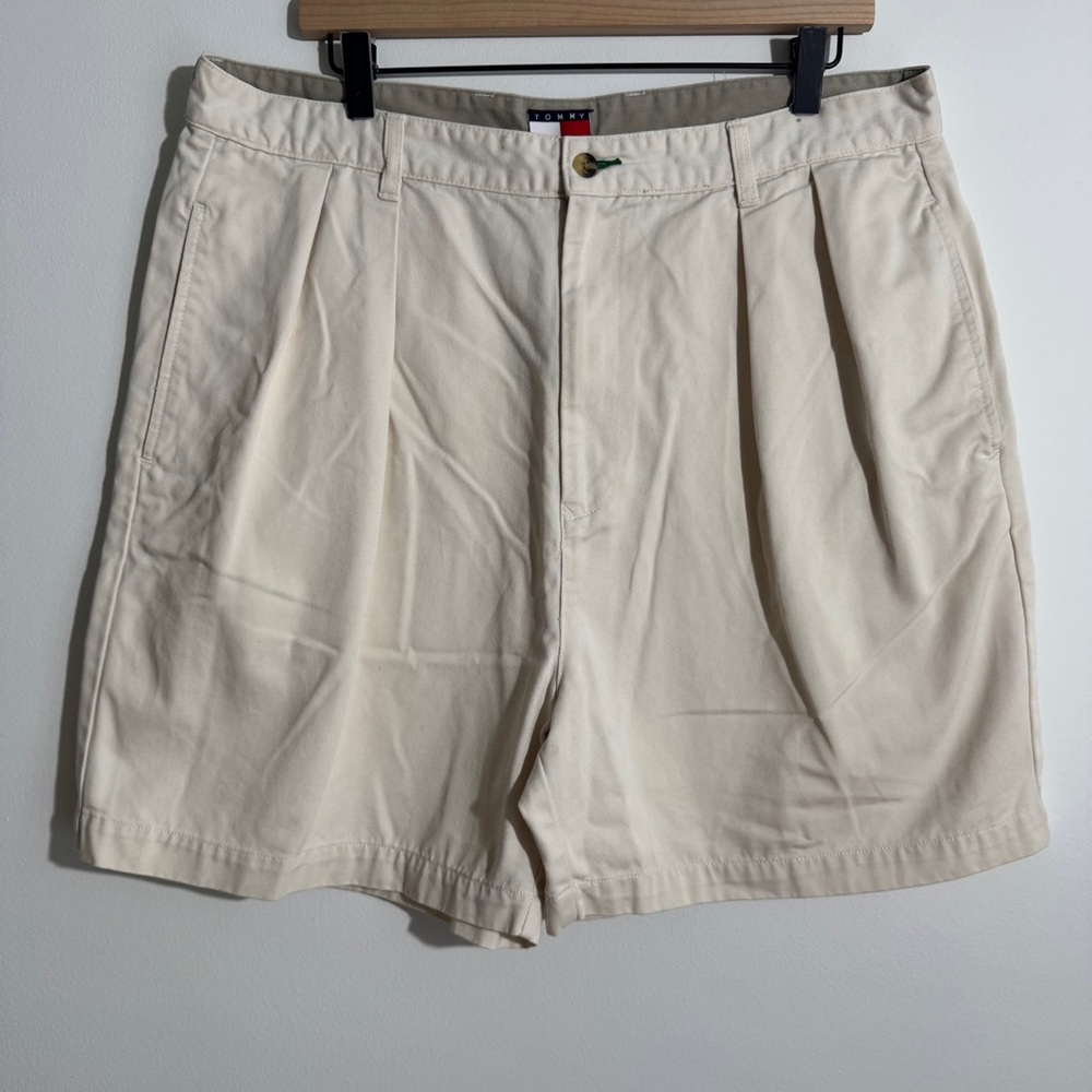 Tommy Hilfiger Khaki Pleated Cotton Shorts Size 38 - Picture 11 of 11